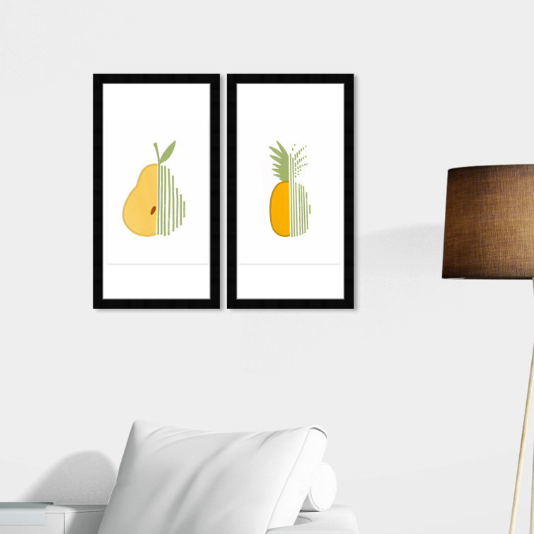 Food And Cuisine Simple Fruit II Set Framed On Paper 2 Pieces Painting